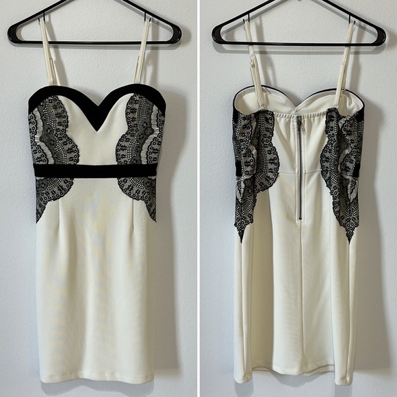 Fancy Paris White and Black Lace Detail Strapless Dress - S - Picture 2 of 10